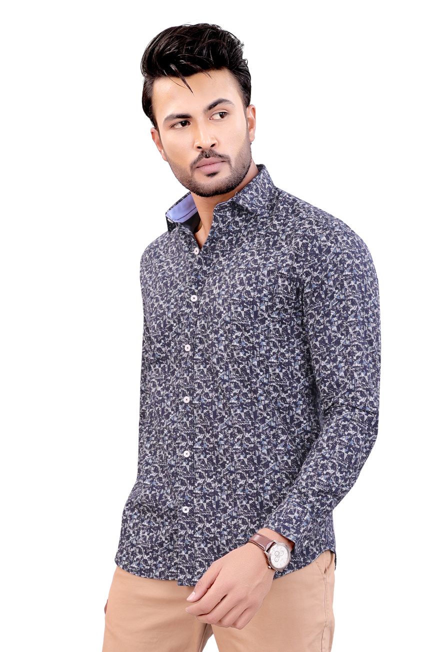 NAVY BLUE SLIM FIT FULL SLEEVES SHIRT