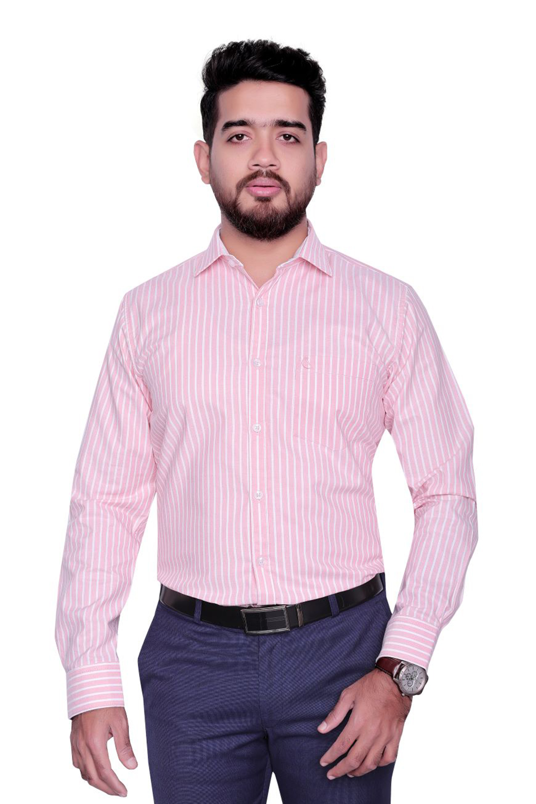 PINK STRIPE SLIM FIT FULL SLEEVES SHIRT