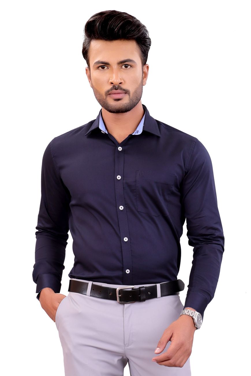 DARK BLUE SLIM FIT FULL SLEEVES SHIRT