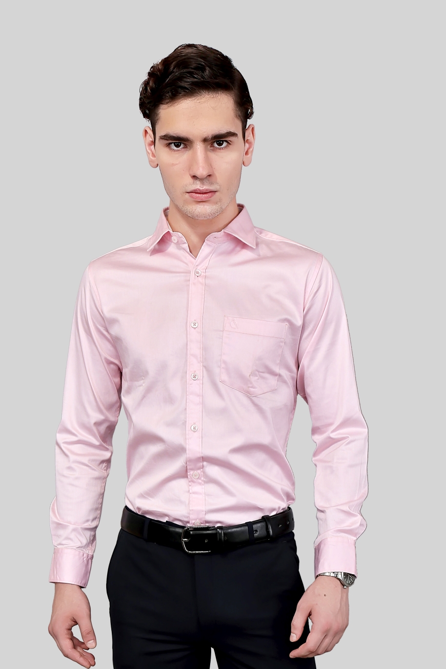 LIGHT PINK SLIM FIT FULL SLEEVES SHIRT