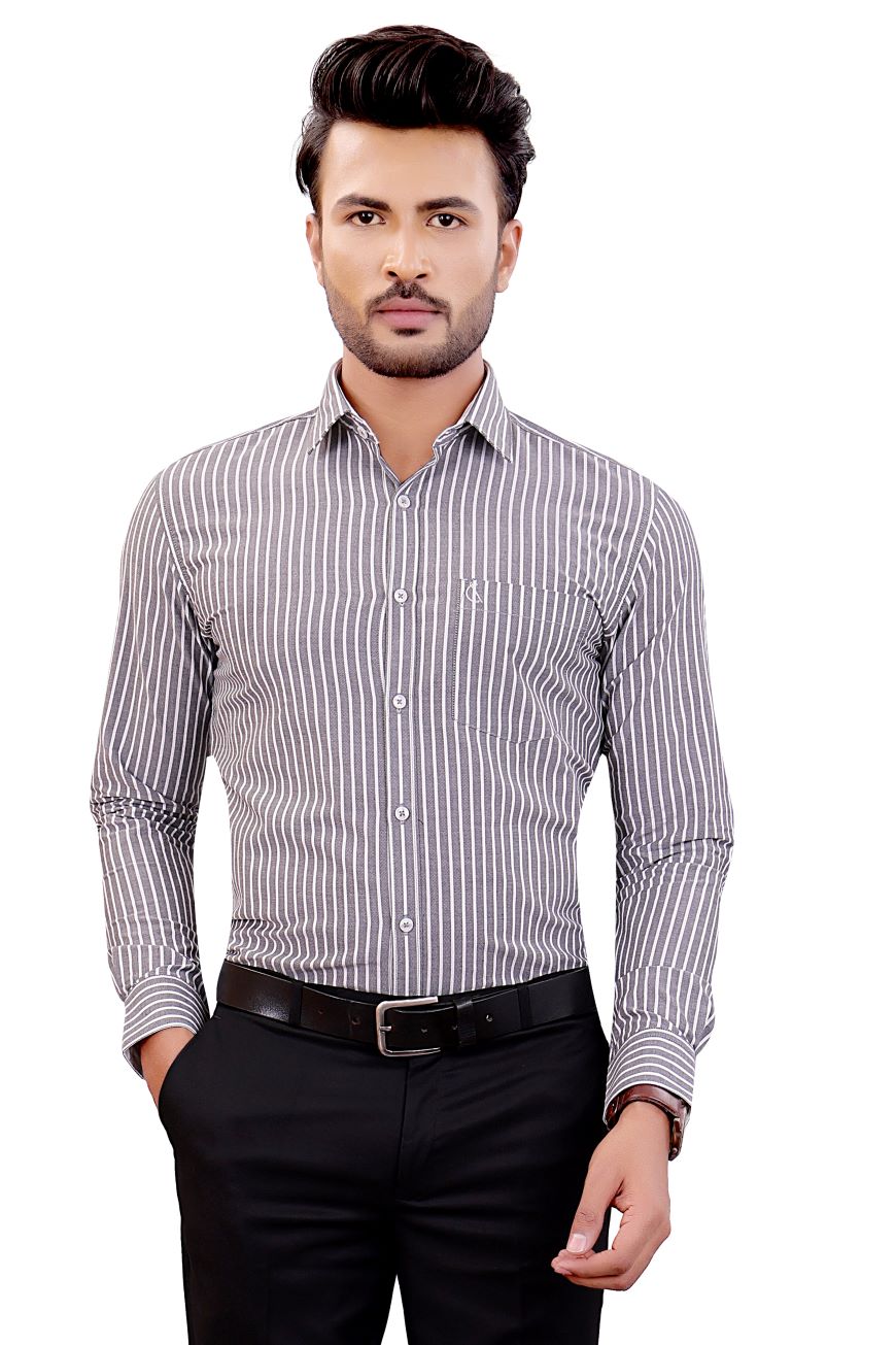 GREY SLIM FIT FULL SLEEVES SHIRT