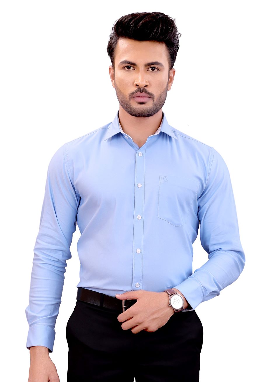 SKY BLUE PLAIN SLIM FIT FULL SLEEVES SHIRT