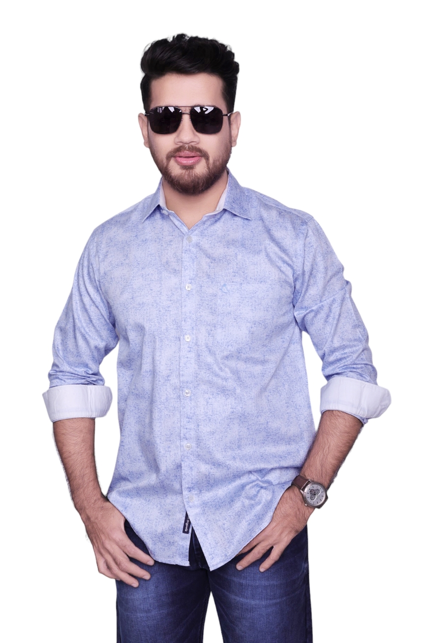 BLUE PRINTED SLIM FIT FULL SLEEVES SHIRT