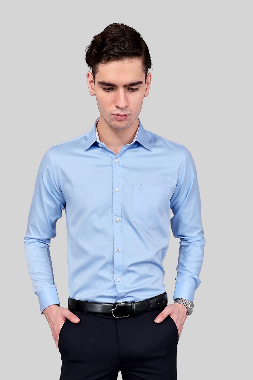 SKY BLUE SLIM FIT FULL SLEEVES SHIRT