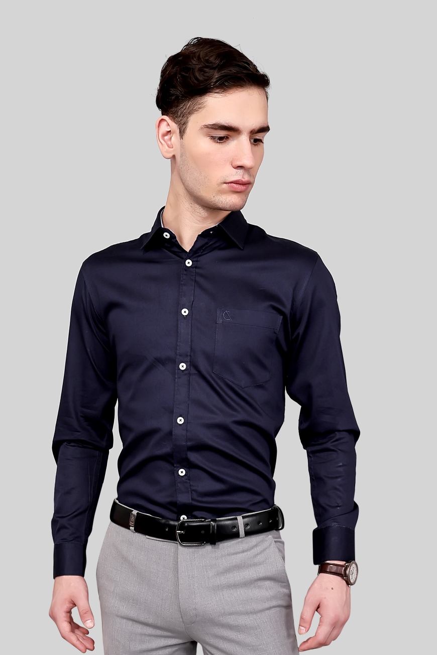 DARK BLUE SLIM FIT FULL SLEEVES SHIRT