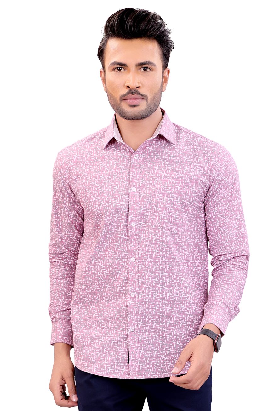 PURPLE PRINTED SLIM FIT FULL SLEEVES SHIRT