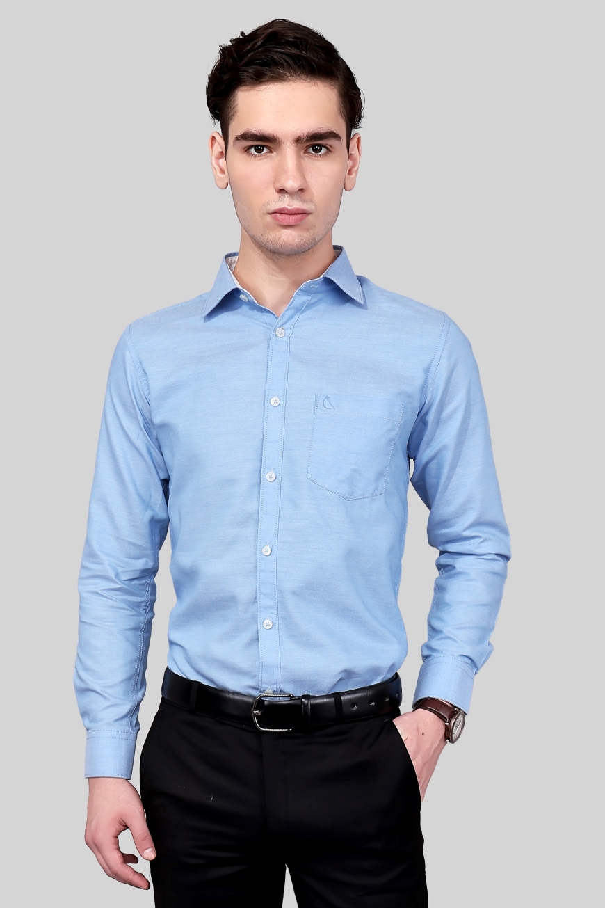 SKY BLUE PLAIN SLIM FIT FULL SLEEVES SHIRT