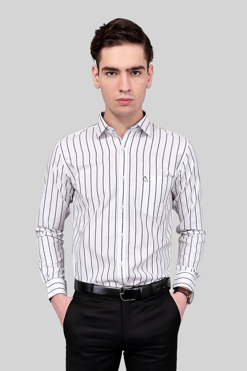 BLACK STRIPE SLIM FIT FULL SLEEVES SHIRT