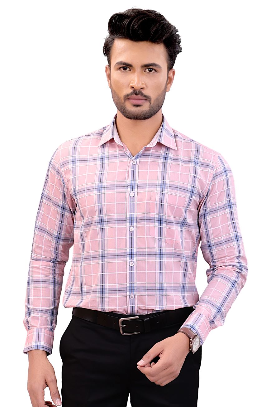 PINK CHECKED SLIM FIT FULL SLEEVES SHIRT