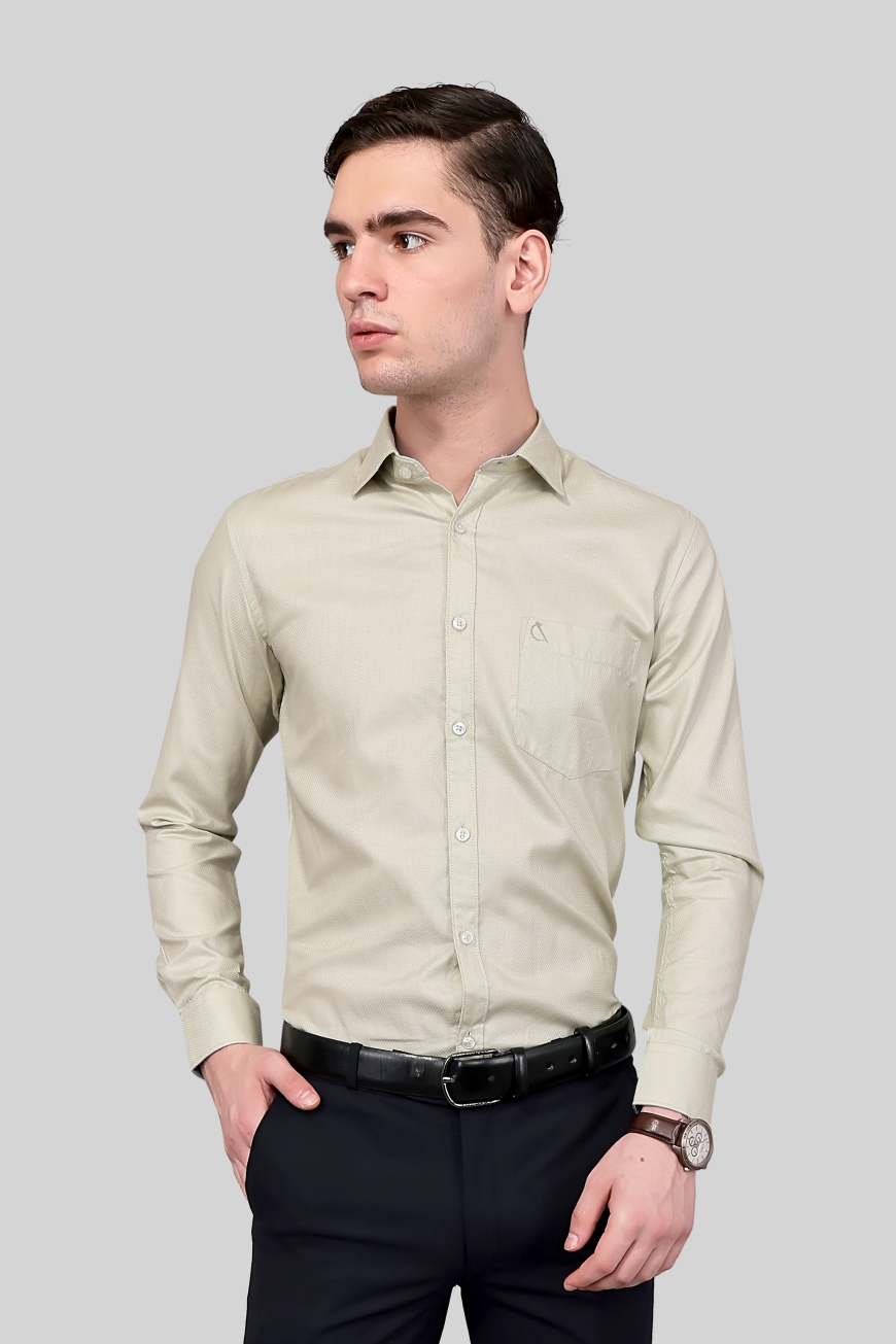 LIME PLAIN SLIM FIT FULL SLEEVES SHIRT