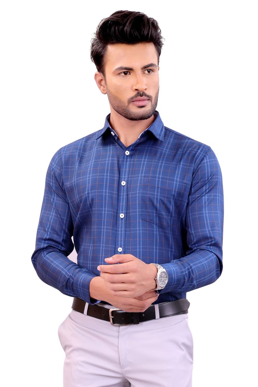 BLUE SLIM FIT FULL SLEEVES SHIRT