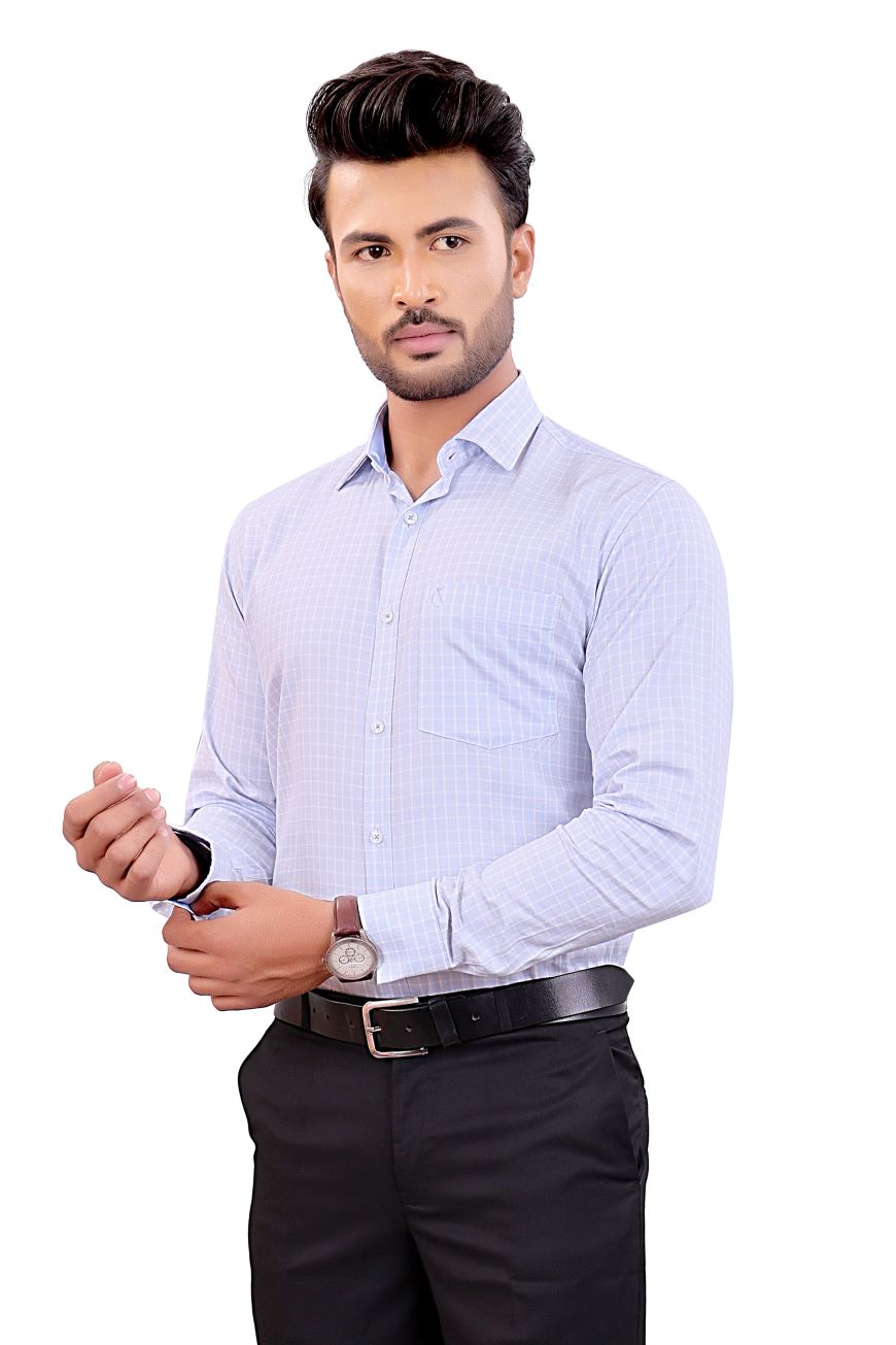 WHITE CHECKED SLIM FIT FULL SLEEVES SHIRT