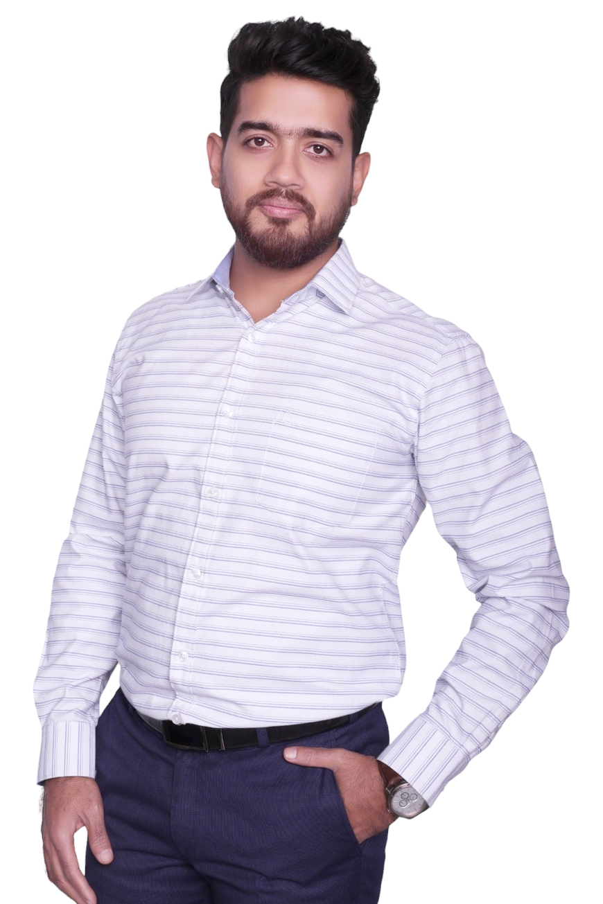 BLUE WHITE STRIPE SLIM FIT FULL SLEEVES SHIRT