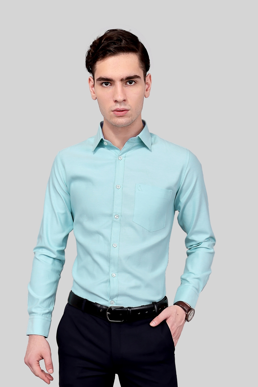 LIGHT BLUE PLAIN SLIM FIT FULL SLEEVES SHIRT