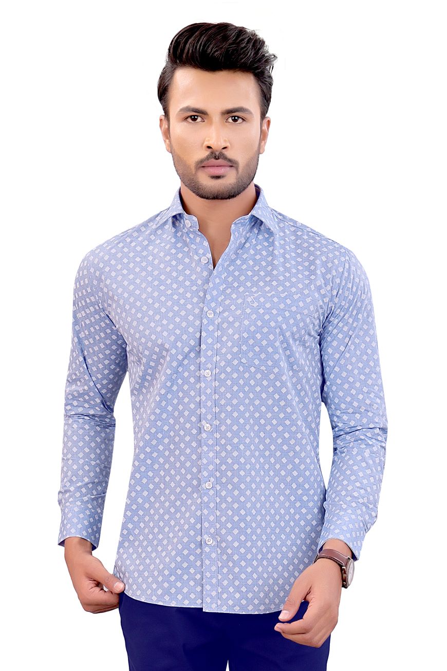 SKY BLUE PETAL SLIM FIT FULL SLEEVES SHIRT