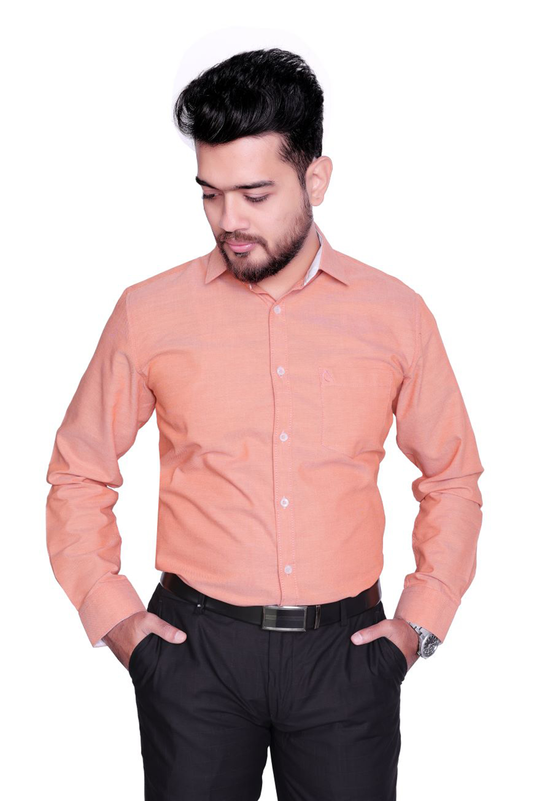 RED PLAIN SLIM FIT FULL SLEEVES SHIRT